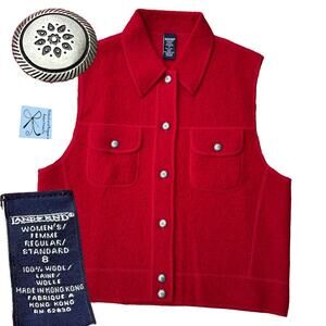 Lands' End 100% Wool Snowflake Button-up Vest Sz 8